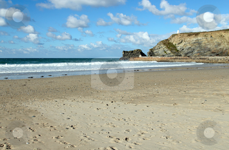 To use this stock image in your creative project, please select the size you need over to the right and click the "Add to Cart" button.
Your downloaded image will come with the Cutcaster watermark removed so don’t worry about the watermark you see on this page. Portreath sandy beach and white clouds, Cornwall UK. stock photo, Portreath sandy beach and white clouds, Cornwall UK. by Stephen Rees