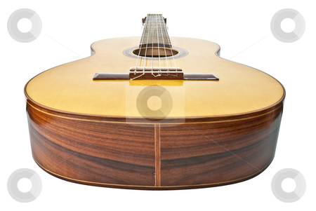 Classic guitar Classic guitar stock photo, Perspective view classic guitar isolated on white background. by Homydesign