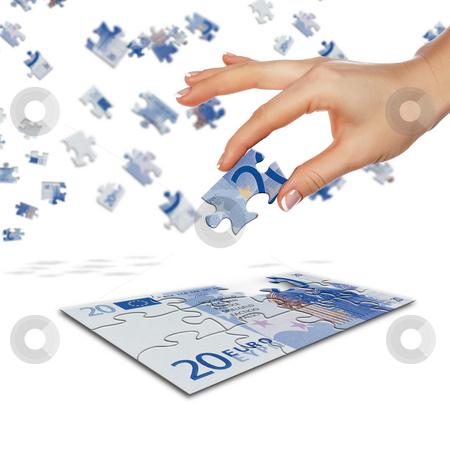To use this stock image in your creative project, please select the size you need over to the right and click the "Add to Cart" button.
Your downloaded image will come with the Cutcaster watermark removed so don’t worry about the watermark you see on this page. Puzzle of the euro banknotes stock photo, Puzzle of the euro banknotes and hands which it is collected. Symbol of business by Sergey Nivens