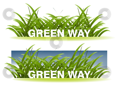 Ecology concept Ecology concept stock vector clipart, Green Grass and pure sky background, spring season. by Nabeel Zytoon