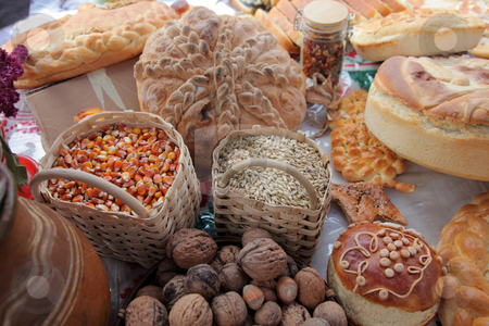 To use this stock image in your creative project, please select the size you need over to the right and click the "Add to Cart" button.
Your downloaded image will come with the Cutcaster watermark removed so don’t worry about the watermark you see on this page. Basket with wheat and maize stock photo, by Zvonimir Atletic
