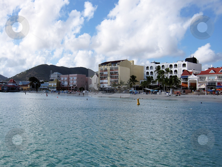 Philisburg Beach Philisburg Beach stock photo, The beautiful beach and the houses in the Caribbean Philisburg by @ Photofollies by Carla Zagni