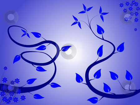 An abstract floral background ilustratio An abstract floral background ilustratio stock photo, An abstract floral background ilustration with winding vines on a lighter blue graduated backdrop by Mike Price