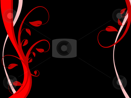 Abstract Red Floral Background Abstract Red Floral Background stock vector clipart, An abstract sytylized floral background illustration with a red floral design on a black background with room for text by Mike Price