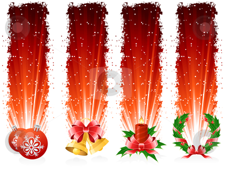 Grunge Christmas banner Grunge Christmas banner stock vector clipart, Grunge Four red Christmas banners with Christmas symbols by Vadym Nechyporenko