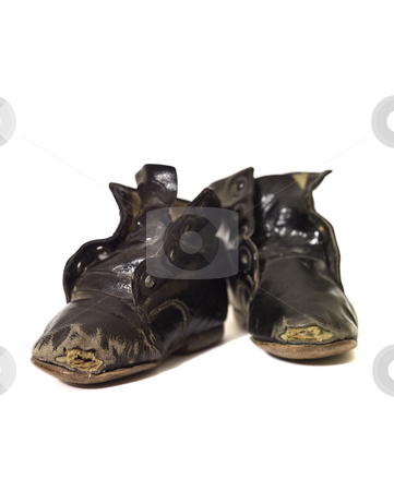 Worn vintage shoes Worn vintage shoes stock photo, Worn vintage shoes isolated on white background by Anne-Louise Quarfoth