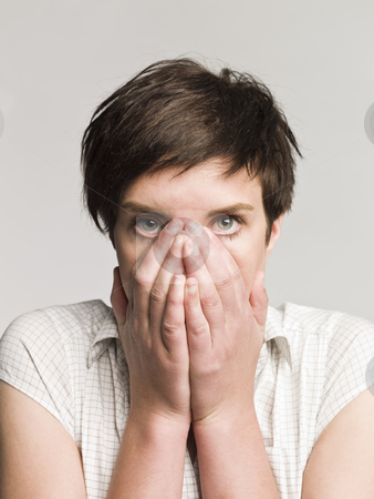 Portrait of an afraid woman Portrait of an afraid woman stock photo, Portrait of an afraid woman by Anne-Louise Quarfoth