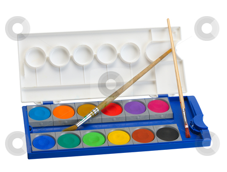 To use this stock image in your creative project, please select the size you need over to the right and click the "Add to Cart" button.
Your downloaded image will come with the Cutcaster watermark removed so don’t worry about the watermark you see on this page. Watercolor paints and brushes stock photo, Box of watercolor paints and brushes on a white background, isolated by Vladimir Blinov