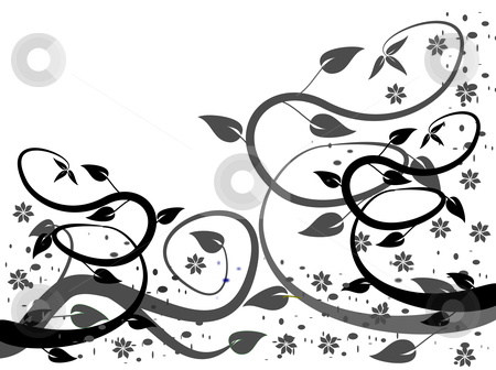 To use this stock image in your creative project, please select the size you need over to the right and click the "Add to Cart" button.
Your downloaded image will come with the Cutcaster watermark removed so don’t worry about the watermark you see on this page. A stylized black and white abstract floral design stock vector clipart, A black and white abstract floral vector design with winding leafy tendrils on a white ground by Mike Price
