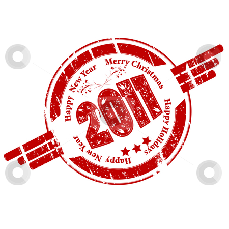 2011 stamp 2011 stamp stock photo, Year 2011, decorated rubber stamp symbol by Richard Laschon