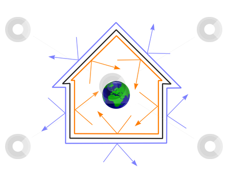 An energy efficiency concept vector illustration An energy efficiency concept vector illustration stock vector clipart, An energy efficiency concept house showing how energy efficiency can protect the planet by Mike Price
