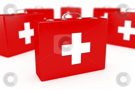 First aid kits First aid kits stock photo, Group of first aid kits. Very shallow DOF. by Mile Atanasov