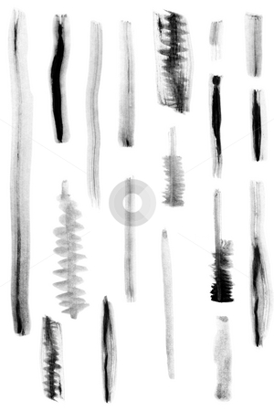 Black paint brush marks Black paint brush marks stock photo, Black paint brush marks on white background by Victor Oancea