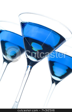Three blueberry martinis titled Three blueberry martinis titled stock photo, Three backlit blueberry martinis tilted view. by Vince Clements