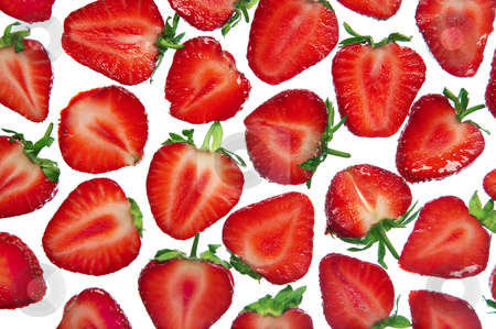 Cut fresh strawberry Cut fresh strawberry stock photo, cut fresh strawberry on a white background by krasyuk