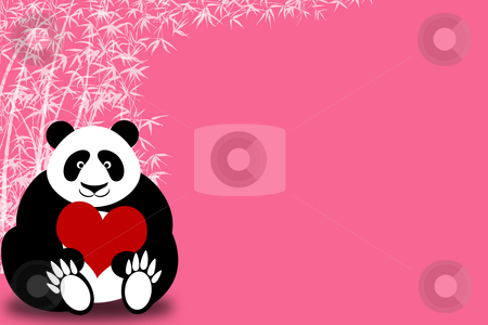 Happy Valentines Day Panda Bear Holding Heart Happy Valentines Day Panda Bear Holding Heart stock photo, Happy Valentines Day Panda Bear Holding Heart with Bamboo Illustration by Thye Gn