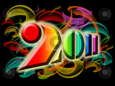 Happy New Year 2011 with Colorful Swirls and Flames Happy New Year 2011 with Colorful Swirls and Flames stock photo, Happy New Year 2011 with Colorful Swirls and Flames Illustration by Thye Gn