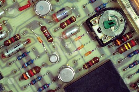 Circuit board Circuit board stock photo, Macro image of an old circuit board with transistors. by © Ron Sumners