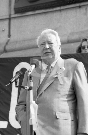 To use this stock image in your creative project, please select the size you need over to the right and click the "Add to Cart" button.
Your downloaded image will come with the Cutcaster watermark removed so don’t worry about the watermark you see on this page. Rt.Hon. Edward Heath stock photo, Edward Heath, former Prime Minister of Britain and Conservative party Leader, speaks at a rally in support of Beirut hostage John McCarthy at Trafalgar Square in London on April 13, 1991. by newsfocus1