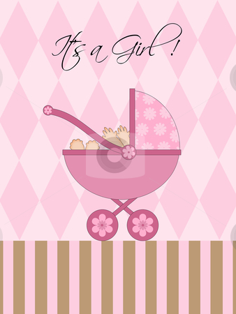 To use this stock image in your creative project, please select the size you need over to the right and click the "Add to Cart" button.
Your downloaded image will come with the Cutcaster watermark removed so don’t worry about the watermark you see on this page. Its A Girl Pink Baby Pram stock photo, Its A Girl Pink Baby Pram Carriage with Background Illustration by Thye Gn