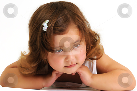 To use this stock image in your creative project, please select the size you need over to the right and click the "Add to Cart" button.
Your downloaded image will come with the Cutcaster watermark removed so don’t worry about the watermark you see on this page. Little beautiful girl looking and smiling whilst leaning on her arms stock photo, Little beautiful girl looking and smiling whilst leaning on her arms by Ansunette