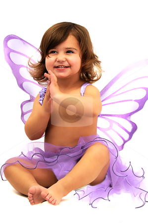 Little girl with purple angle wings sitting and smiling Little girl with purple angle wings sitting and smiling stock photo, little girl with purple angle wings sitting in studio and smiling by Ansunette