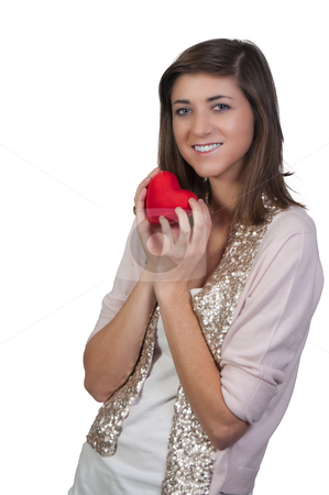 Valentines Day Heart Woman Valentines Day Heart Woman stock photo, A beautiful young woman holding a Valentines Day heart by Robert Byron