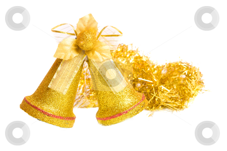 Christmas bells Christmas bells stock photo, Pair of Golden christmas bells isolated on white by Olga Sapegina