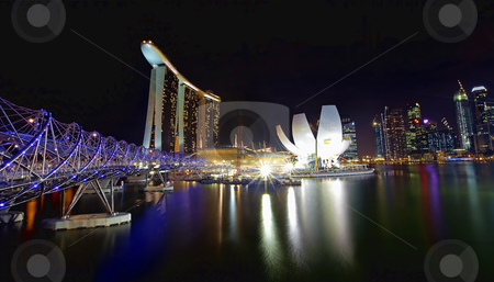 Singapore skyline Singapore skyline stock photo, Night scene of financial district,Singapore. From the river. by Kjersti Jorgensen