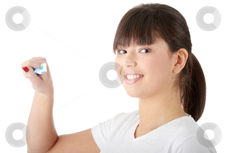 To use this stock image in your creative project, please select the size you need over to the right and click the "Add to Cart" button.
Your downloaded image will come with the Cutcaster watermark removed so don’t worry about the watermark you see on this page. Washing her teeth stock photo, Young beautiful woman washing her teeth with blue brush, isolated on white background
by Piotr_Marcinski