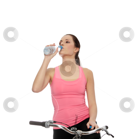 To use this stock image in your creative project, please select the size you need over to the right and click the "Add to Cart" button.
Your downloaded image will come with the Cutcaster watermark removed so don’t worry about the watermark you see on this page. Attractive brunette woman with bike stock photo, Attractive brunette woman with bike drinking water. over white background
by Piotr_Marcinski