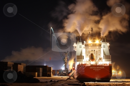 To use this stock image in your creative project, please select the size you need over to the right and click the "Add to Cart" button.
Your downloaded image will come with the Cutcaster watermark removed so don’t worry about the watermark you see on this page. Container ship "Zapolyarnyy" on loading in port, Dudinka stock photo, Container ship "Zapolyarnyy" on loading in port, Dudinka by ArcticObserver