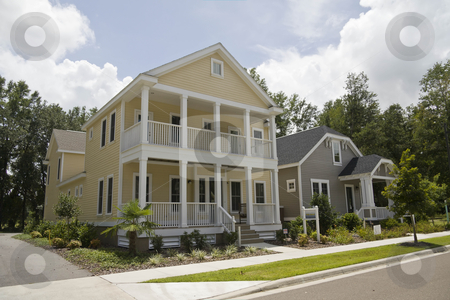 Victorian styled model homes Victorian styled model homes stock photo, new model homes with historic victorian style by Lee Barnwell