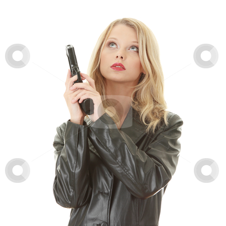 Sexy blond woman with handgun Sexy blond woman with handgun stock photo, Sexy blond woman with handgun isolated on white background by Piotr_Marcinski