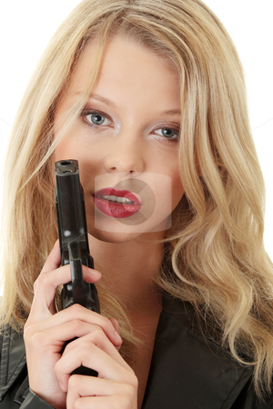 Sexy blond woman with handgun Sexy blond woman with handgun stock photo, Sexy blond woman with handgun isolated on white background by Piotr_Marcinski