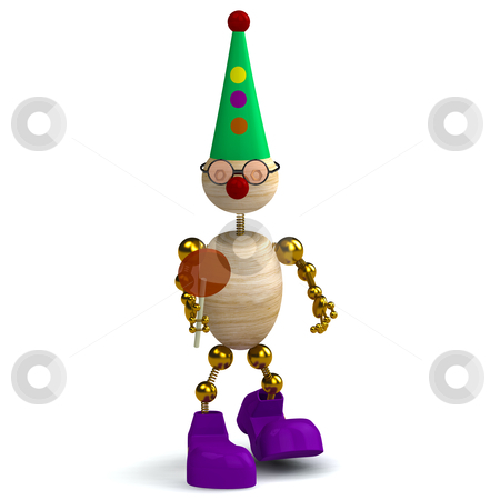 3d wood man as a clown 3d wood man as a clown stock photo, 3d wood man as a clown isolated on white by vetdoctor