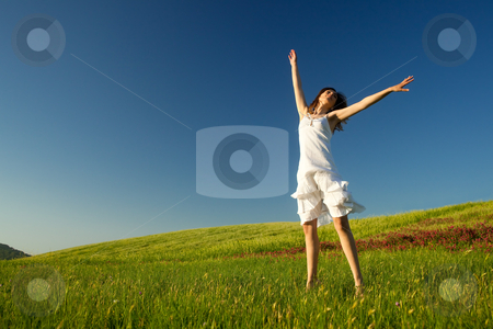 To use this stock image in your creative project, please select the size you need over to the right and click the "Add to Cart" button.
Your downloaded image will come with the Cutcaster watermark removed so don’t worry about the watermark you see on this page. Jumping on the field stock photo, Beautiful young woman jumping on the field by ikostudio