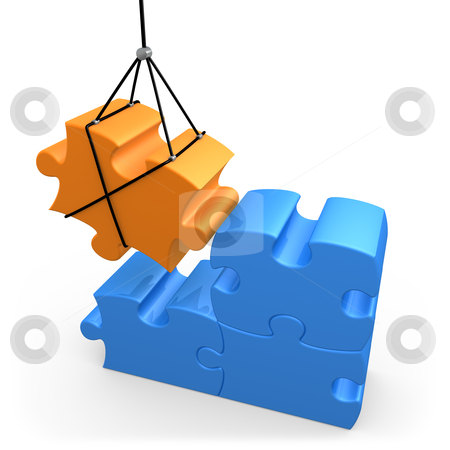 Constructive Solutions Constructive Solutions stock photo, 3d puzzle piece being put into place . by Konstantinos Kokkinis