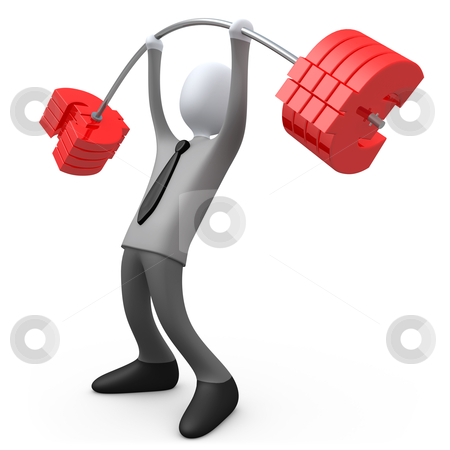 Financial Weight Financial Weight stock photo, 3d business person lifting euro-shaped weights . by Konstantinos Kokkinis