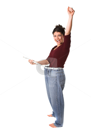 Successfully loosing weight Successfully loosing weight stock photo, pretty brunette with a measuring tape around her waist successfully having lost weight by Simone Van den Berg