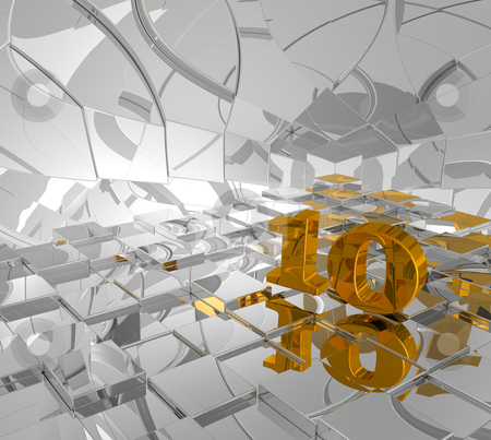 Golden number ten Golden number ten stock photo, cubes background and golden number ten - 3d illustration by J?