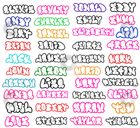 Grafiti Letters on 39 Common Names And The Word Love In Graffiti Style Stock Photo 39