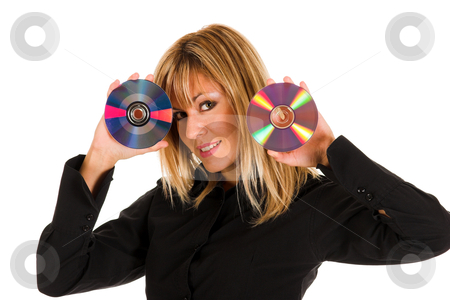 Woman holding compact disc Woman holding compact disc stock photo, beautiful young woman holding compact disc by vladacanon1