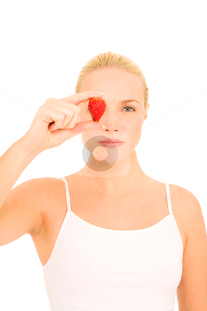 Woman with a strawberry on eye Woman with a strawberry on eye stock photo, woman with a strawberry on eye
by ambrophoto