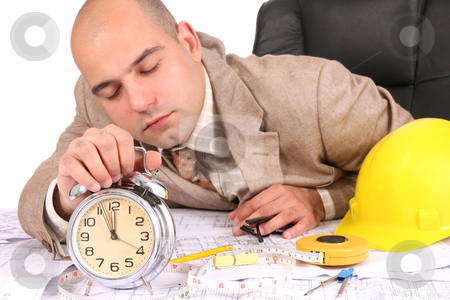 To use this stock image in your creative project, please select the size you need over to the right and click the "Add to Cart" button.
Your downloaded image will come with the Cutcaster watermark removed so don’t worry about the watermark you see on this page. A businessman sleepy with architectural plans stock photo, A businessman sleepy with architectural plans at desk by vladacanon1