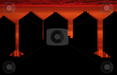 Set sun backlighting farm buildings Set sun backlighting farm buildings stock photo, Set sun backlighting farm buildings by Mark Duffy