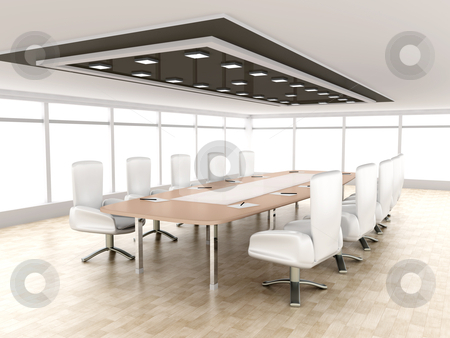 To use this stock image in your creative project, please select the size you need over to the right and click the "Add to Cart" button.
Your downloaded image will come with the Cutcaster watermark removed so don’t worry about the watermark you see on this page. Conference Room stock photo, 3D rendered illustration. by Michael Osterrieder