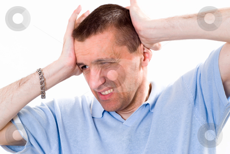 Man in a blue shirt standing Man in a blue shirt standing stock photo, man in a blue shirt standing on a white by Alevtina Guzova
