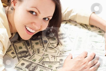 Young woman with the money Young woman with the money stock photo, young woman with the money on a white background by Alevtina Guzova