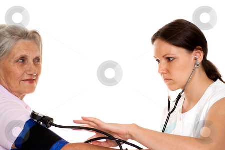 Young woman doctor Young woman doctor stock photo, young woman doctor it measures the pressure by Alevtina Guzova